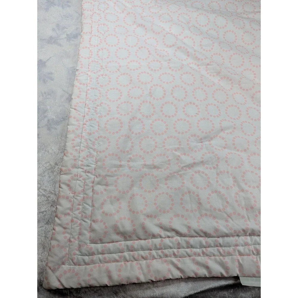 Optima Baby Quilt Poly cotton  35 X 43 Elephants Hearts Birds Blanket Pink gray
